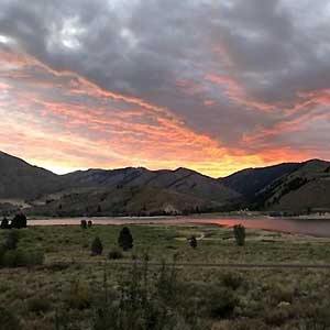 sunset at Anderson Ranch Dam